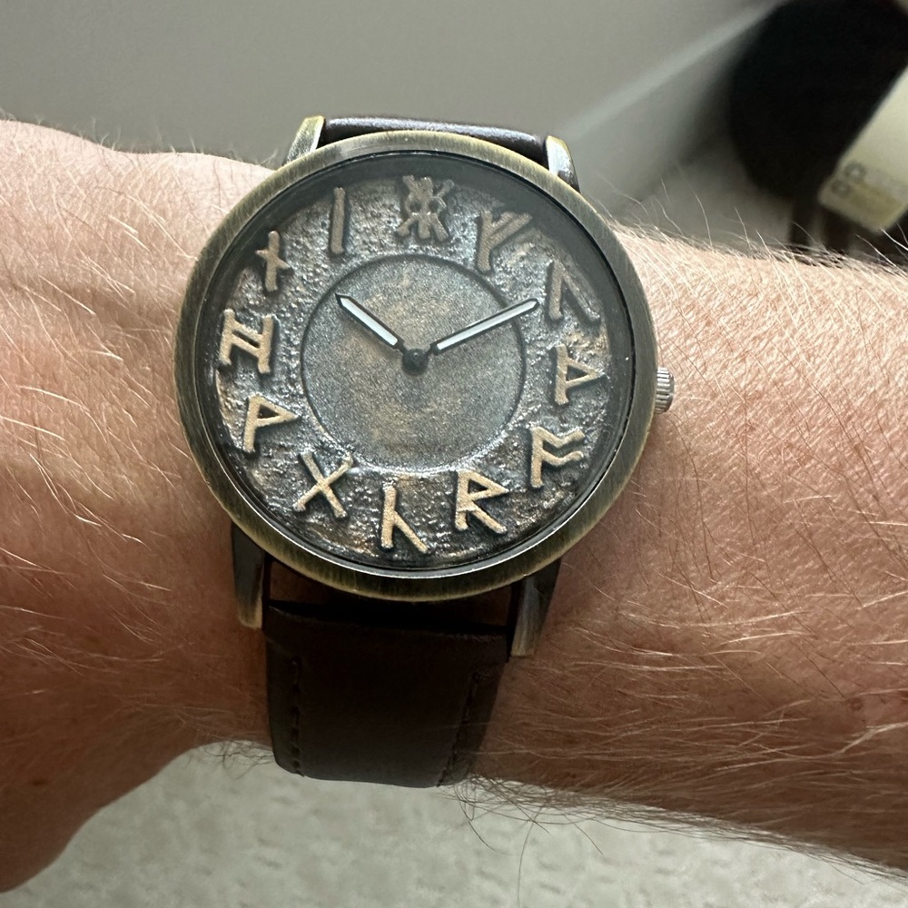 Viking Rune Quartz Watch on leather strap